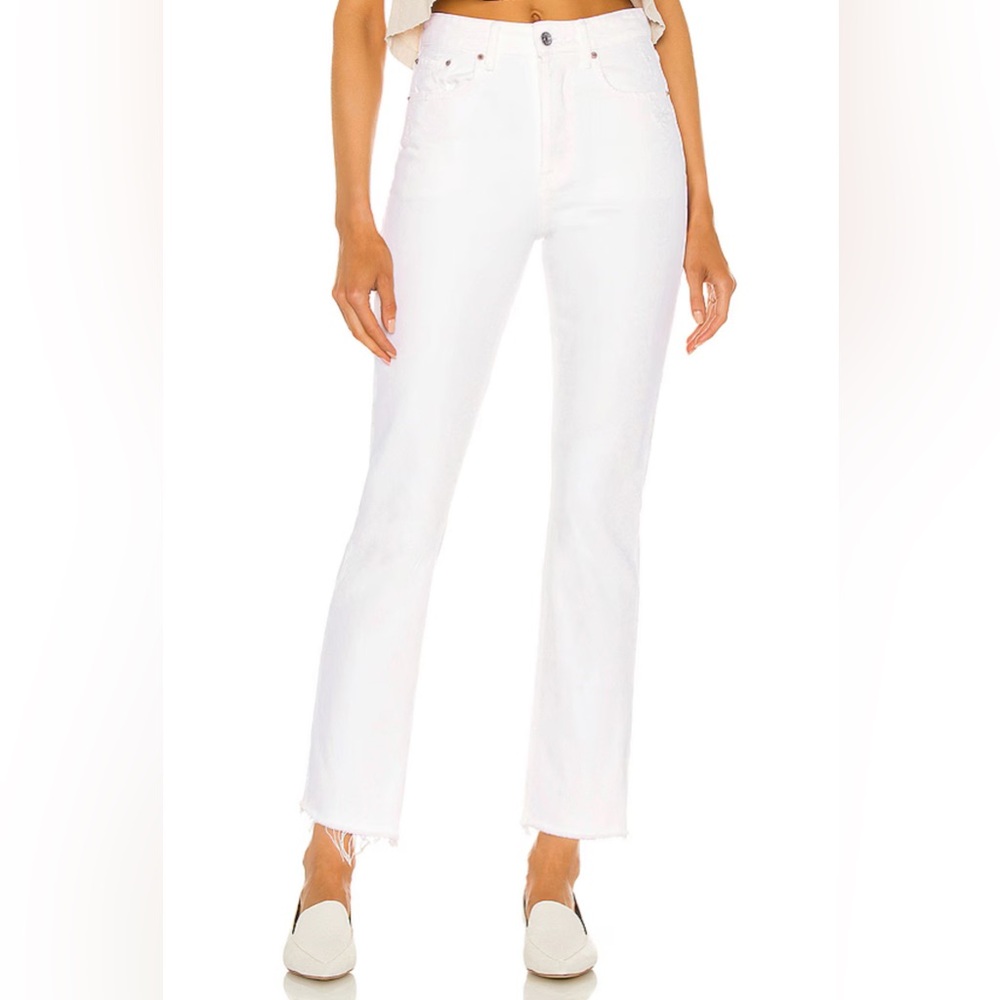 REVOLVE GRLFRND Straight Leg White Jeans